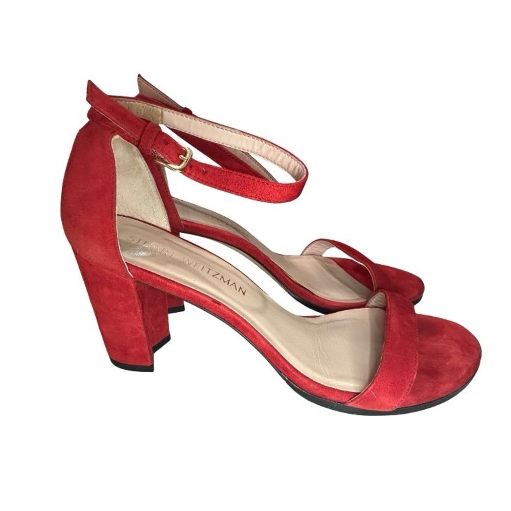 Stuart Weitzman Simple Bold Red Suede Heels